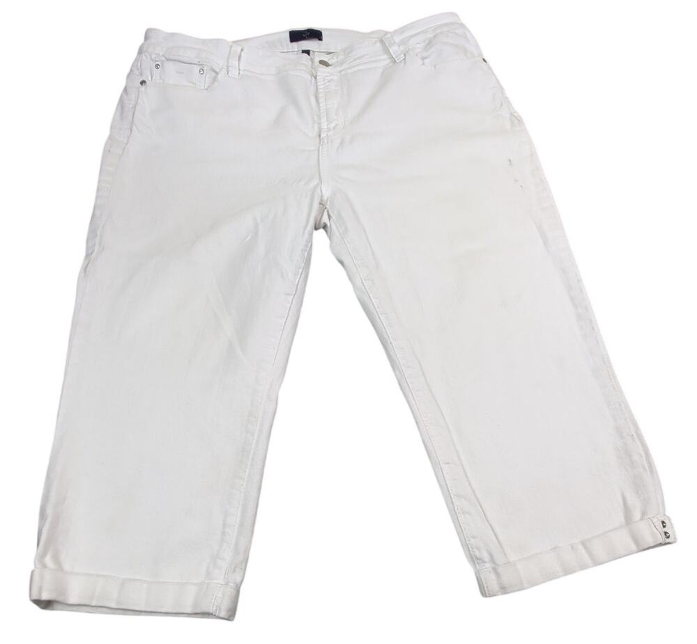 NYDJ Women's White Cropped Denim Pants Capri Casual Mature Beach 16